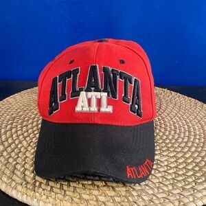 Men’s Vintage Embroidered One Cap Red and Black Atlanta Adjustable Baseball Cap